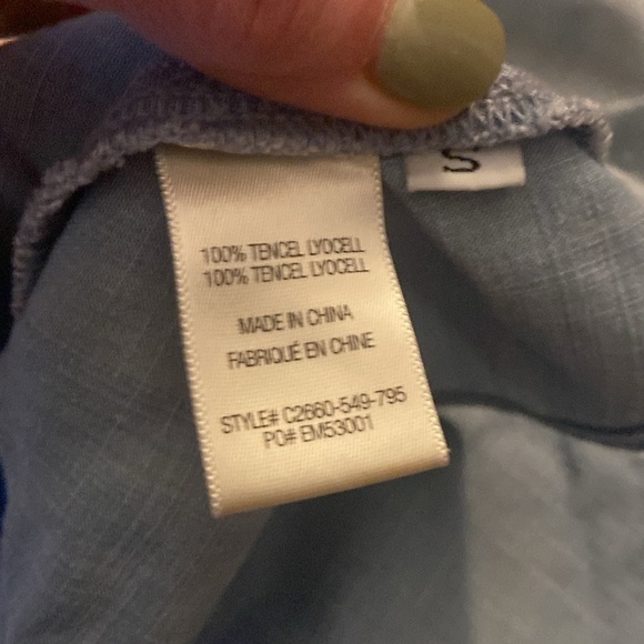 Anthropologie Cloth & Stone Chambray Peplum Open Back Sleeveless Top size S, EUC - Picture 6 of 6